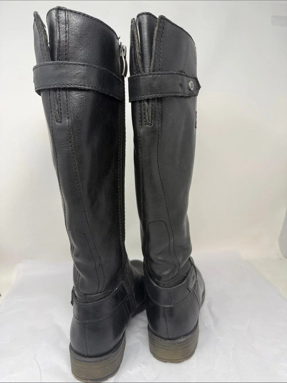 Naturalizer N5 Comfort Tanita Black Leather Riding Boots equestrian Lug soles